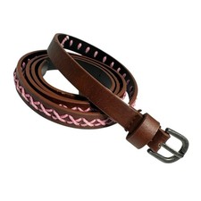 Brown Skinny Slim Faux Leather Dress Belt Womens Sz 8 Boho