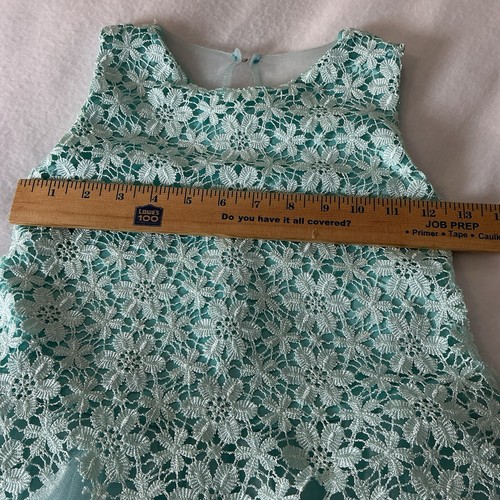 TRISH SCULLY Teal Lace & Tulle Layered Flower Girl Tea Garden Party Dress Size 7 - Picture 8 of 14