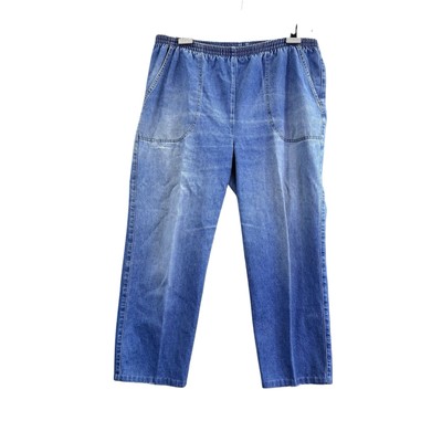VTG Classic Elements Womens Size 14 Blue Denim Elastic Waist Pull On Blue Jeans