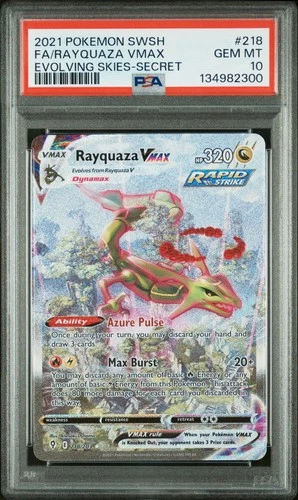 PSA 10 Rayquaza Vmax Evolving Skies Secret #218 2021 Pokemon  134982300