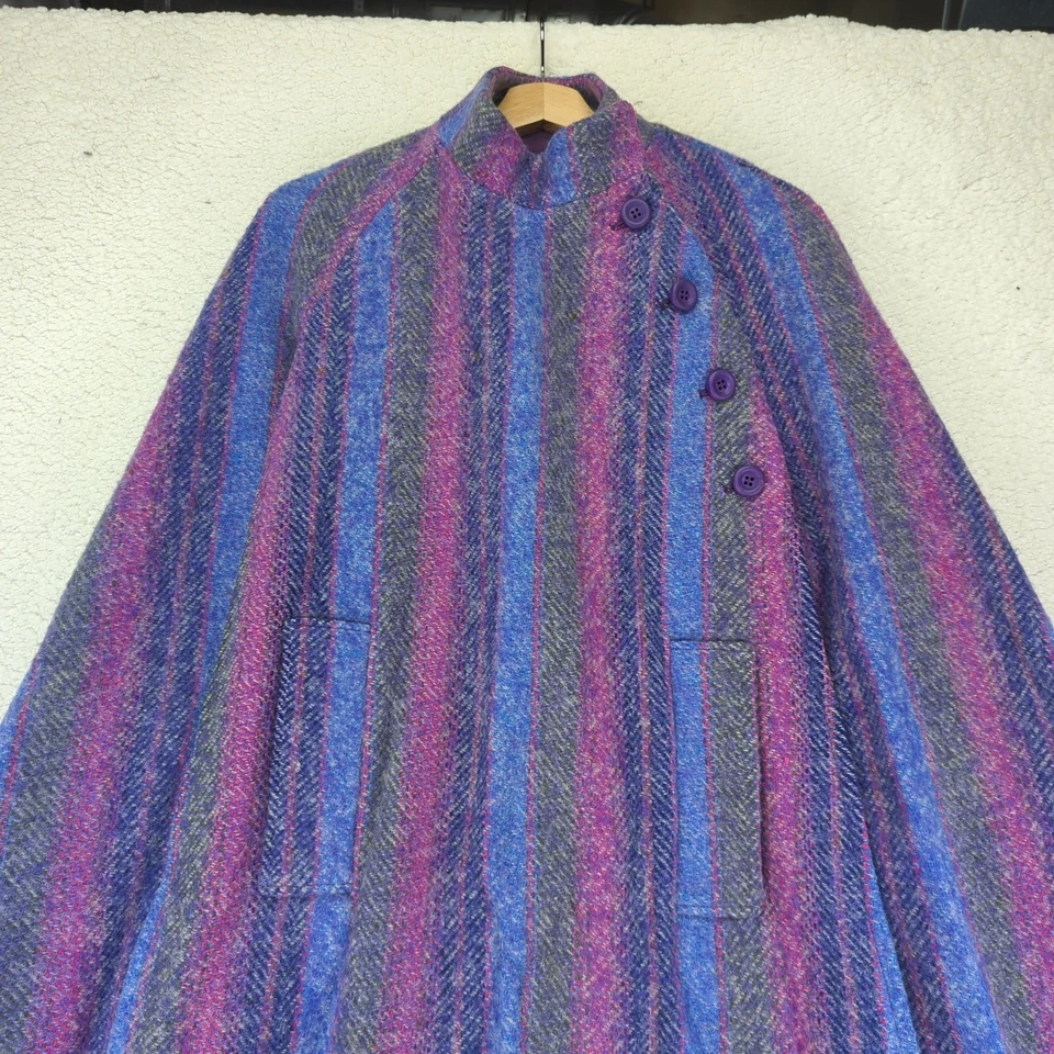 Abrigo largo de lana pesada vintage Jimmy Hourihan Dublin púrpura grande Foto 4 de 4