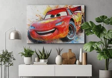 Lightning McQueen Poster or Canvas - Lightning McQueen Cars Movie Wall Art