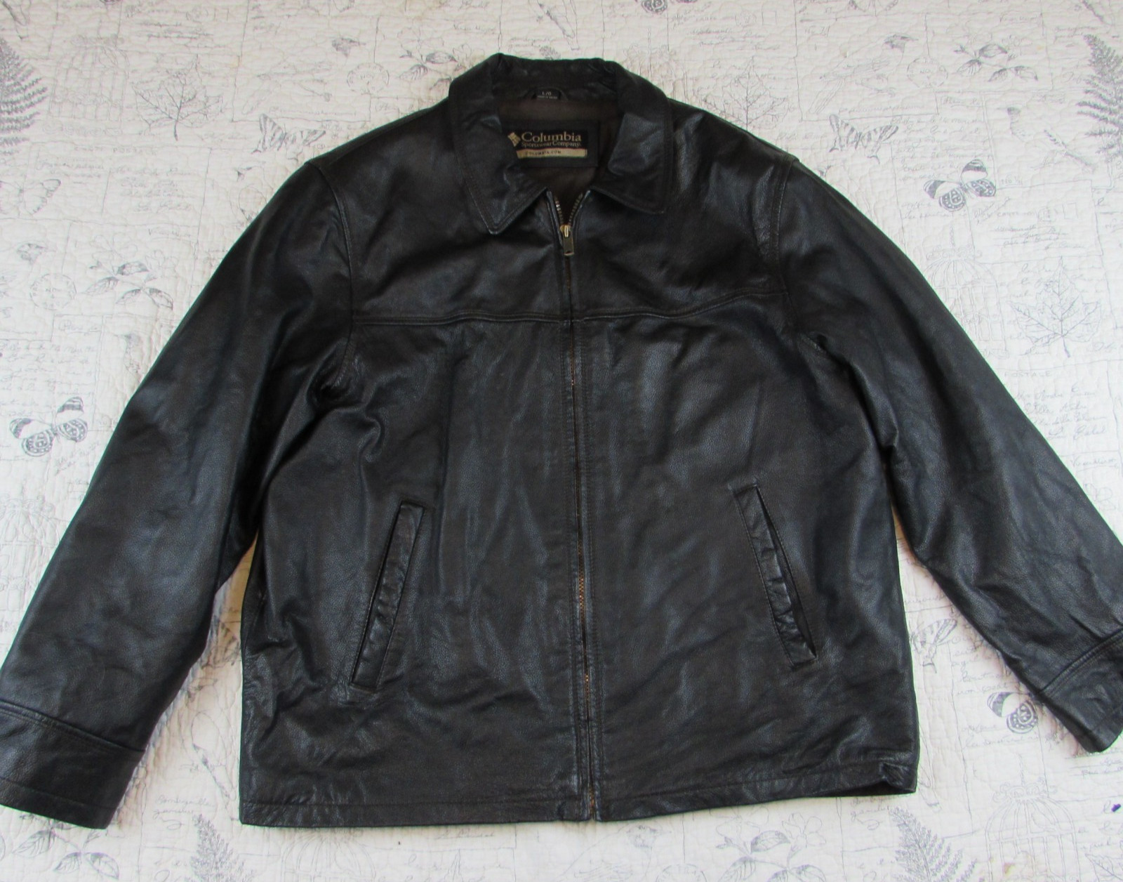 Columbia Sportswear Vntg  Men’s  Black Leather bomber moto Jacket Size: Large L image 3