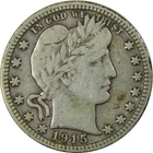 1915 D Barber Silver Quarter F Fine 25c Coin SKU:I25943