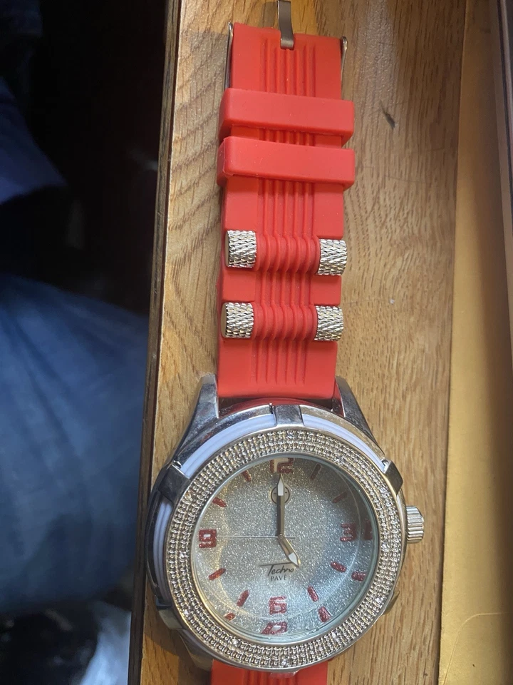 Reloj Techno Pave WR 8344 S para hombre Hip Hop Iced Out Bling diamantes - dorado/negro Foto 2 de 4