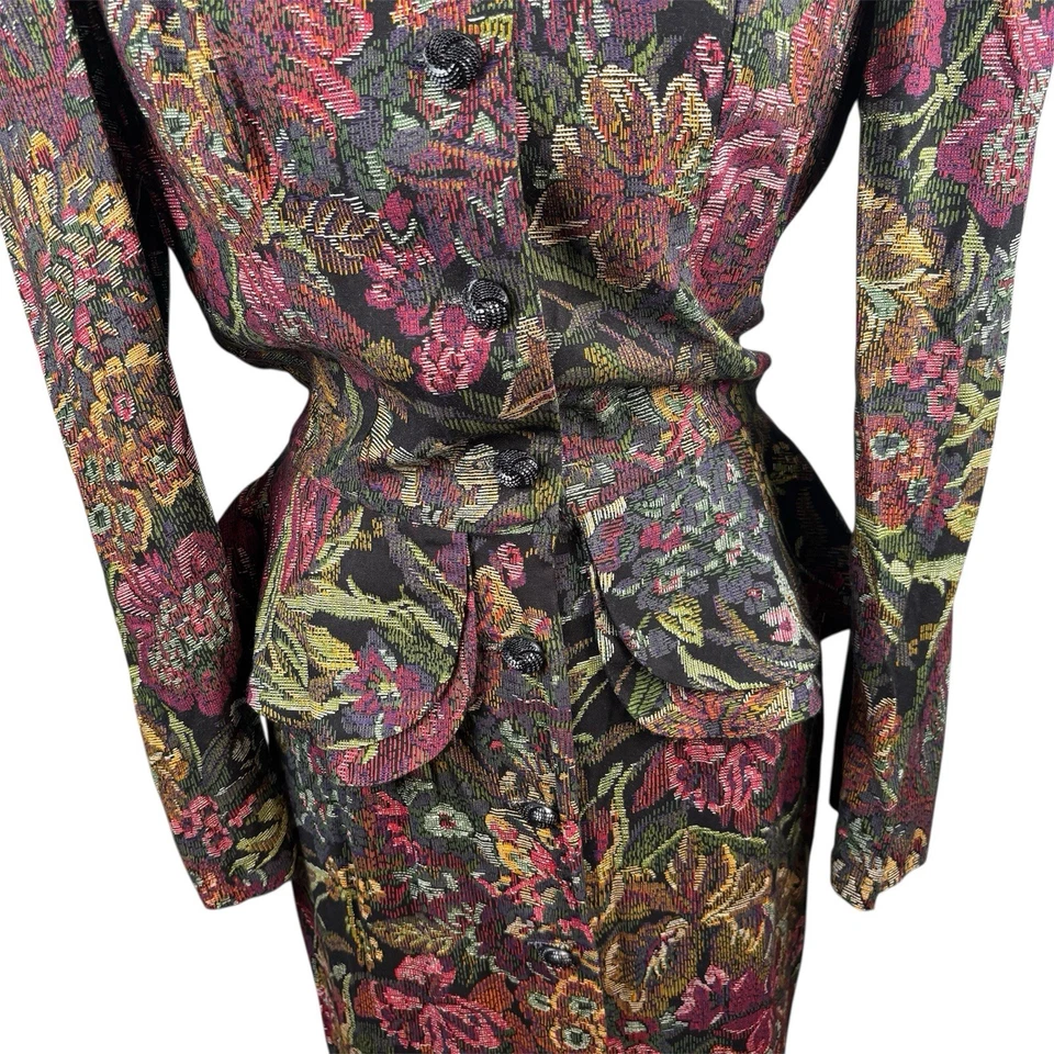 Vestido De Colección Nuevo Con Etiquetas Jessica Howard Mujer Peplum Floral Paisley Secretaria Talla 16 Otoño Foto 3 de 4