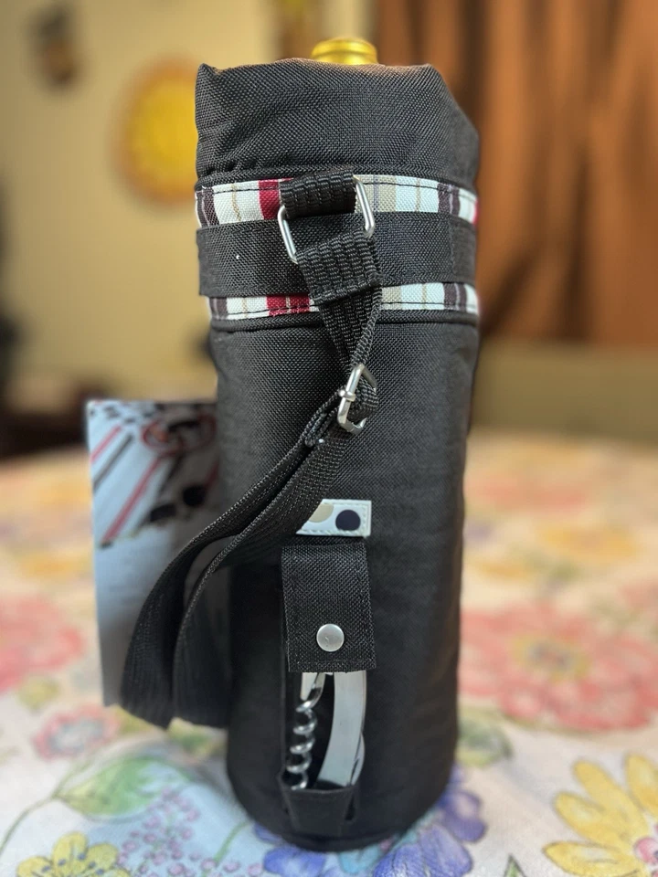 Saco de vinho Picnic Time bolsas de ombro isoladas com cortiça e faca - Imagem 2 de 3