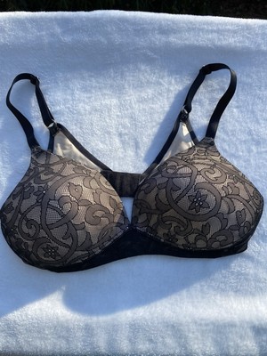 Ambrielle Womens 36D Black Beige Lace Back Smoothing Wire Free Full Coverage Bra