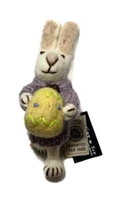 NEW With Tags Gry & Sif Felt White Bunny 5.5" Small Mini Easter Spring Ornament