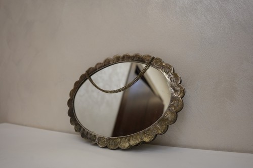 Rare collectible Repoussé Silver 600 Wall Mirror Ornate Floral Paisley Design - Picture 2 of 13