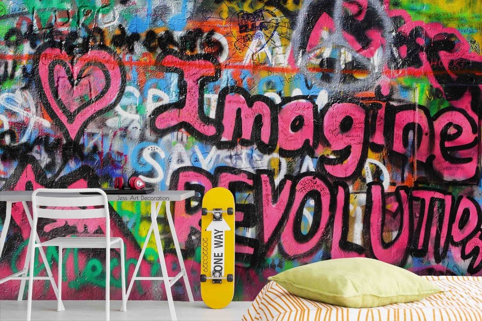 3D Text Love Graffiti Wallpaper Wall Murals Removable Wallpaper eBay