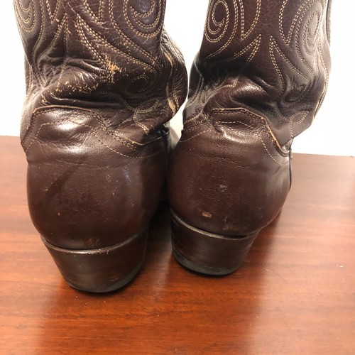 JUSTIN #P7765 Dark Brown Mens Western Boots Cream Stitch Round Toe14" TALL 8D - Bild 4 von 9