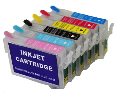 Set 6 Refillabl INK Cartridges fr EPSON Artisan 1430/1400 1500W P50 T0791-T0796