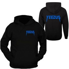 Kanye West Yeezus White Logo Hoodie Hip Hop Rap Sweatshirt Black