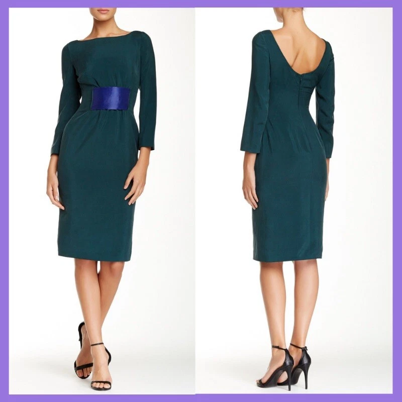 Giorgio Armani — NEW$3675 Giorgio Armani Contrast Waist 3/4 Length Sleeve Silk Dress [SZ 34] N129