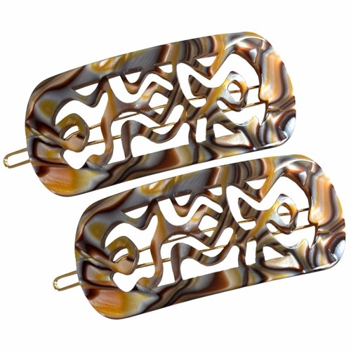 Pinzas para el cabello a presión de celuloide hechas a mano French Amie Swirls 2 1/4” para mujer 2 piezas - Imagen 27 de 27