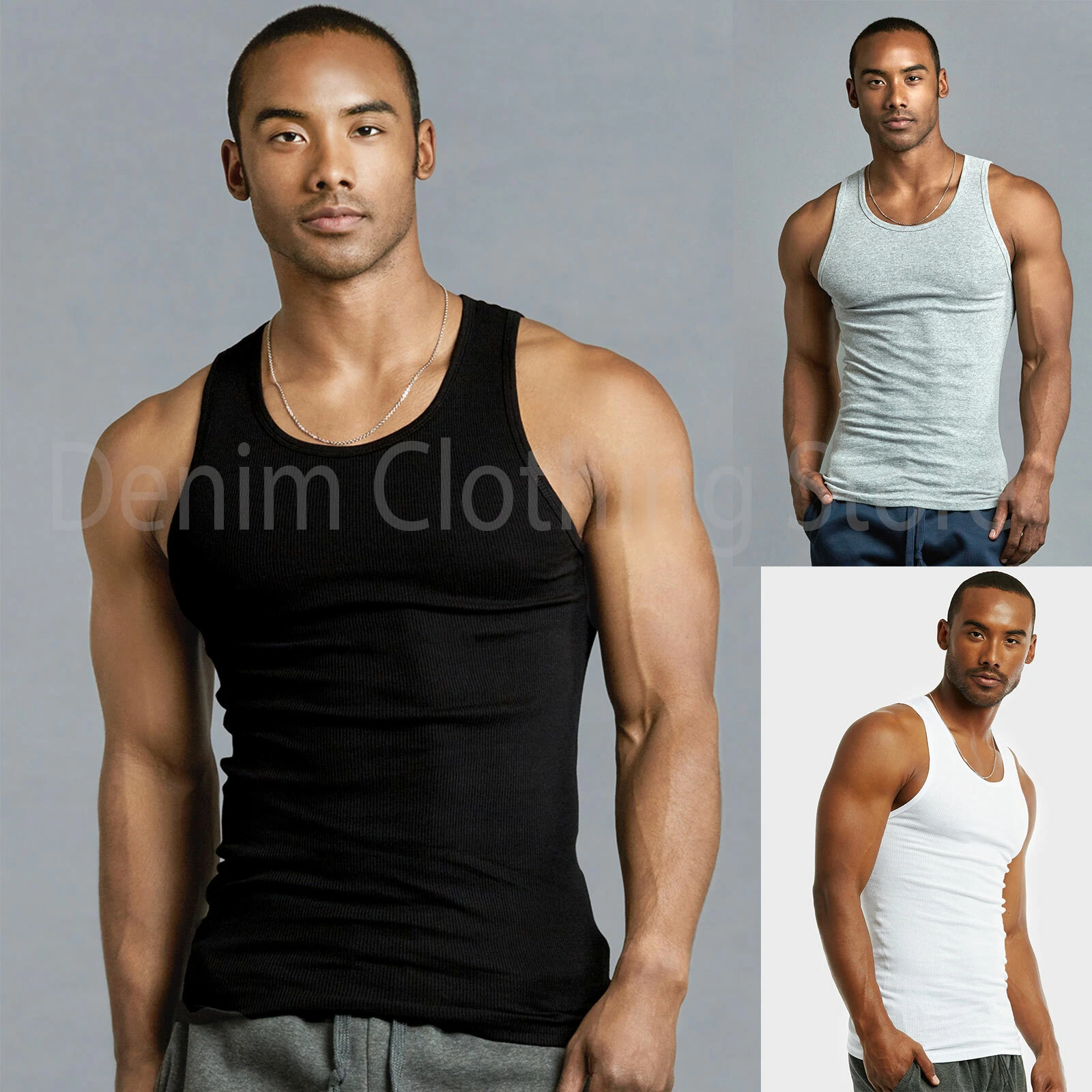 4XL-5XL Men's A-Shirt 6 Pack Lot Tank Top Cotton Wife Beater Ribbed Undershirt
