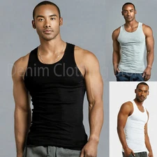 Men A-Shirt 3 6 Pack Lot Tank Top Cotton Wife Beater Ribbed Pack Undershirt S~3X