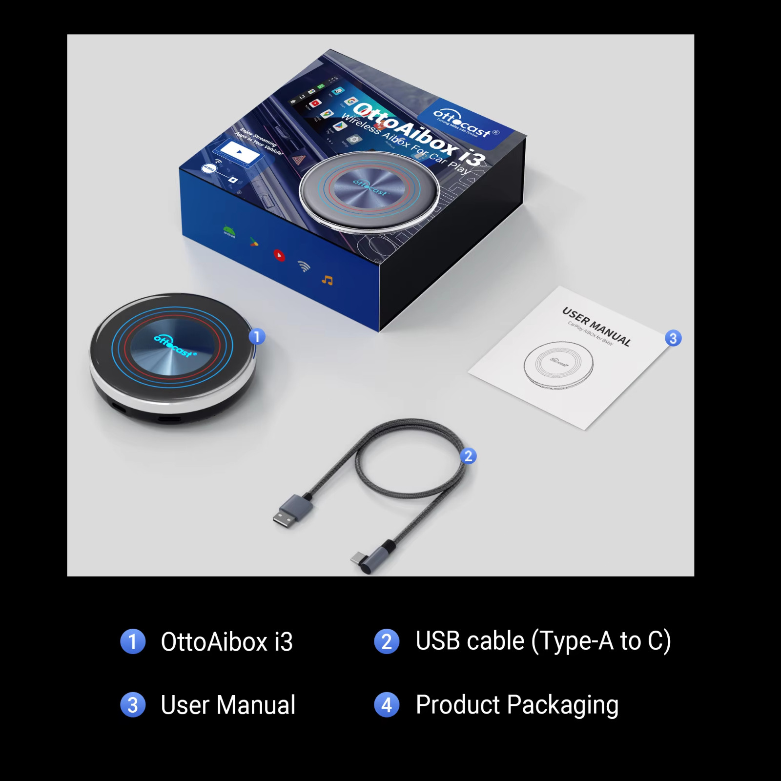 Ottocast Multimedia Player AIBOX i3 for BMW Video Streaming Box Wireless Adapter