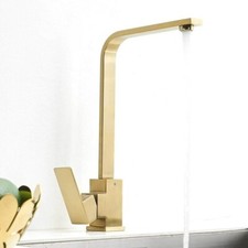 Brushed Gold Kitchen Sink Faucet Mixer Seven Letter Design Water Tap SUS304