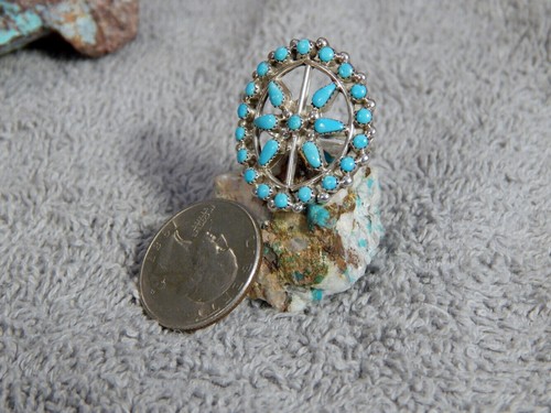 Nuovo anello donna argento sterling turchese dell'artista Zuni Delores Peina misura 7 - Foto 4 di 6