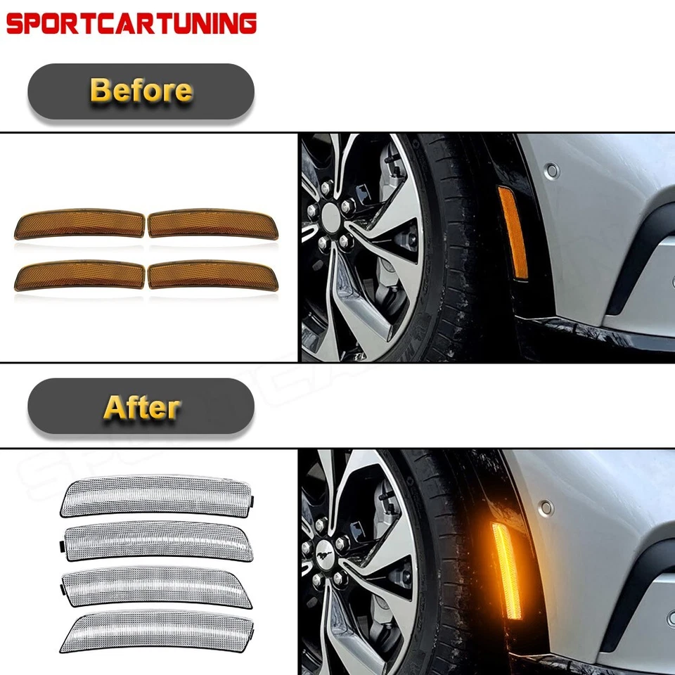 4PCS LED Bumper Front Rear Side Marker Lights For Mustang Mach-E 2021-2024 GT 4D - Image 3 of 4