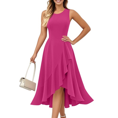 Women's Cocktail Party Formal Wedding Guest Ruffles Dresses, Prom Evening Dress - Picture 32 of 60