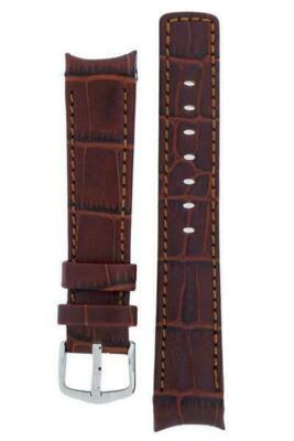 Hirsch PRINCIPAL Curved End  Alligator Leather watch Strap GOLDEN BROWN 18 mm