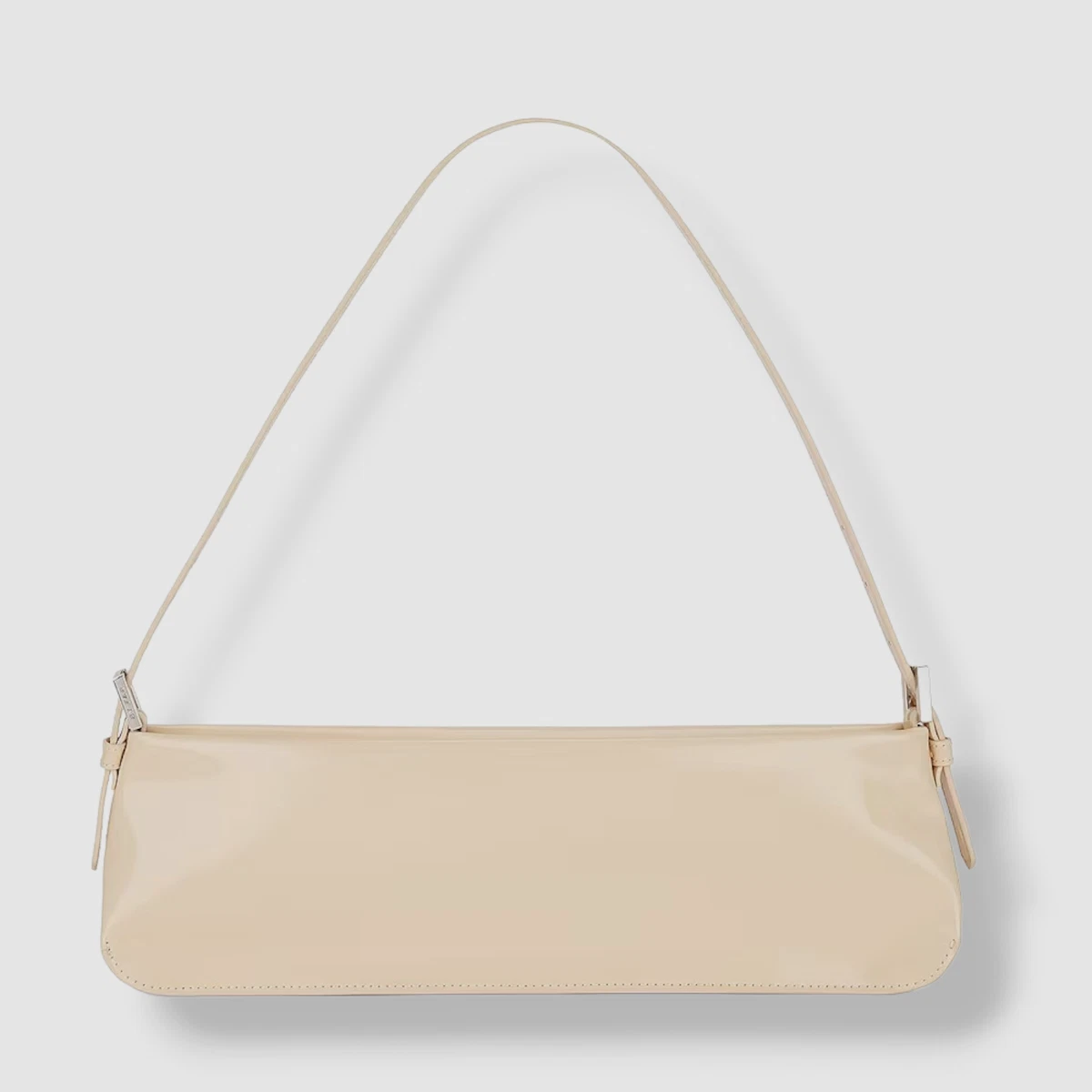 Mango patent online leather baguette bag