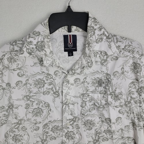 Phat Farm Men's Printed Casual Button Down Shirt Size L Collared Pocket White - Picture 9 of 12