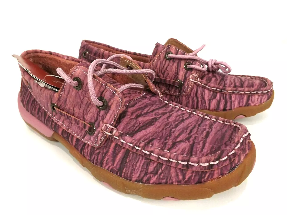 Twisted X Driving Mocs Pink Size 5.5 Leather Camo Lace Up