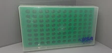 USA Scientific 96-Well Flipper Microtube Rack/ Reversible/ Green/clear lid