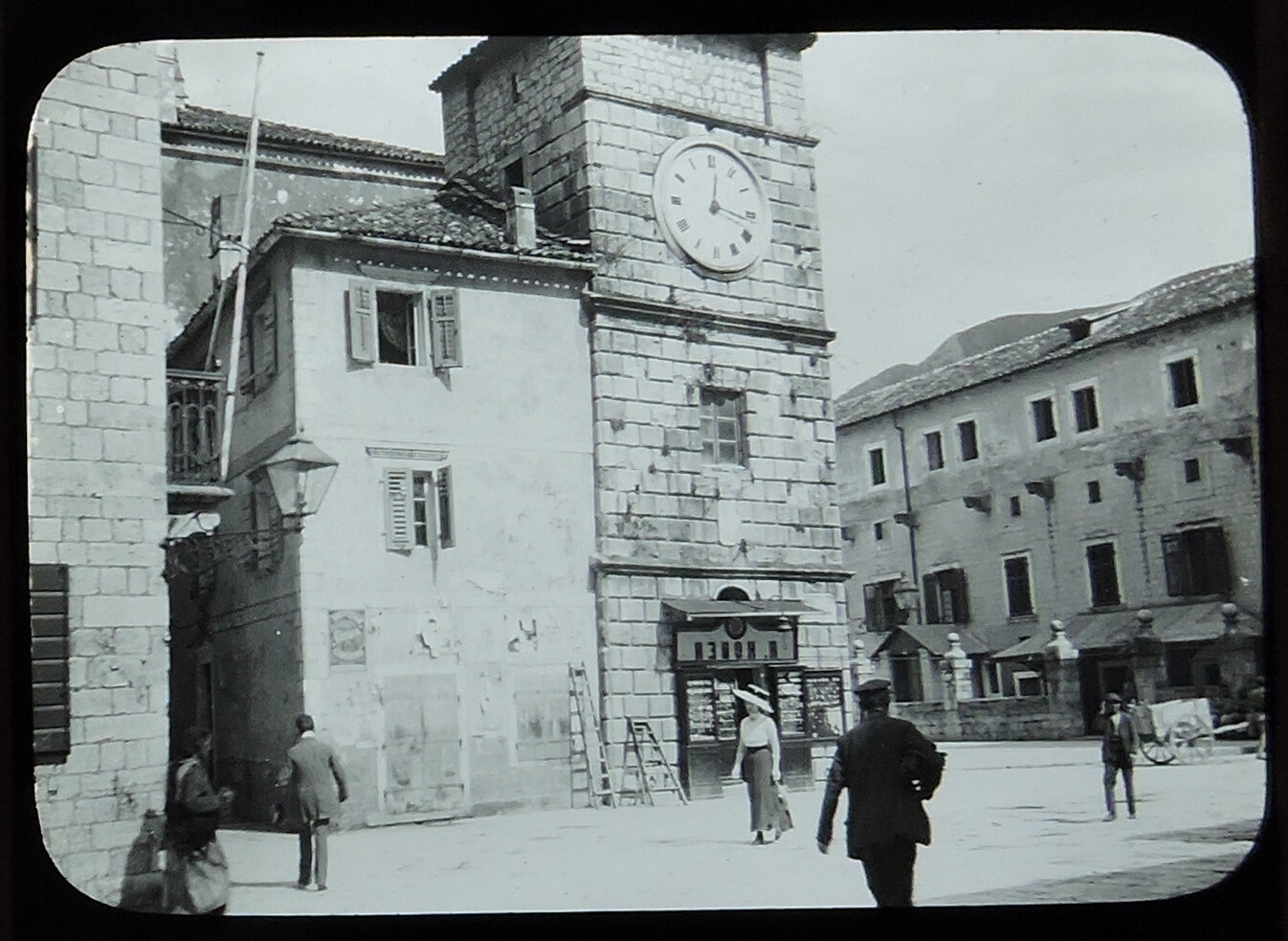 ANTIQUE PHOTO ON GLASS, DALMATIA, CATTARO, CLOCK TOWER eBay