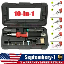 10-in-1 Self-igniting Adjustable Gas Butane Soldering Iron Kit Welding Torch Kit