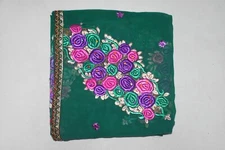 Indian Vintage Wedding Hijab Dupatta Sequins Scarf Beaded Georgette Veil Stole L