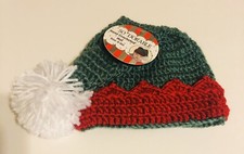 So Dorable Hand Crocheted Santa Red/Green Christmas Hat 0-6 Month Baby NWT