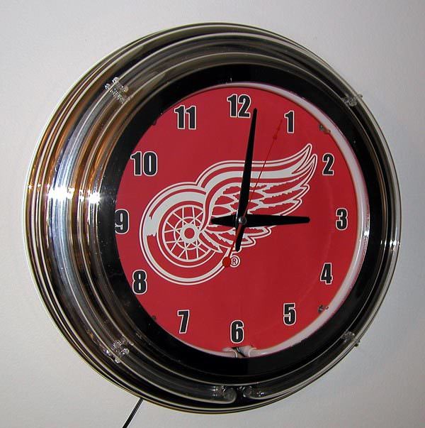 Detroit Red Wings Neon Wall Clock Brand New eBay