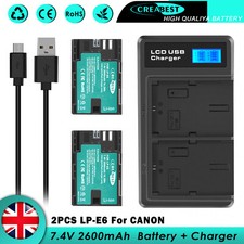 2x LP-E6 LP-E6N Battery + Charger For Canon EOS 5DS 7D 6D Mark III 60D 90D 80D