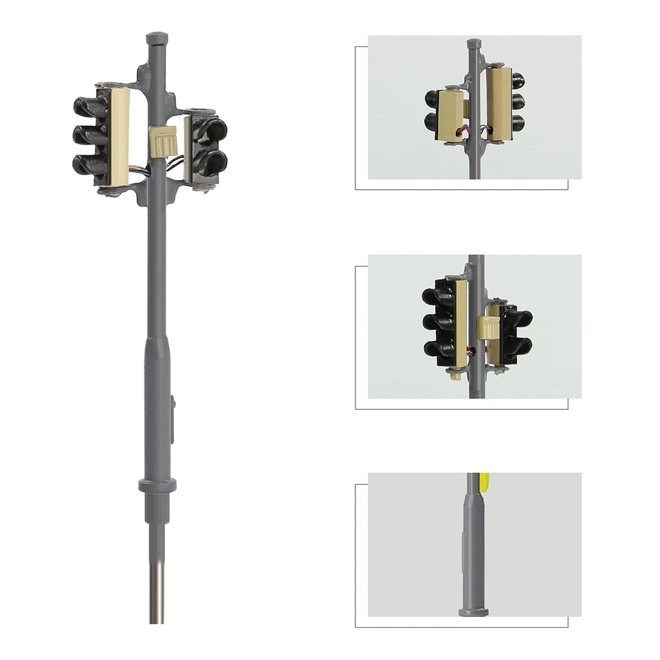 Evemodel 2pcs N Scale Left-hand Traffic Lights Red Yellow Green Block Signals - Image 2 of 4