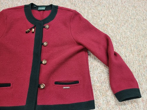 Geiger Sweater Womens 40 Red Cardigan Button Down Casual Pure Wool Laine - Picture 7 of 17