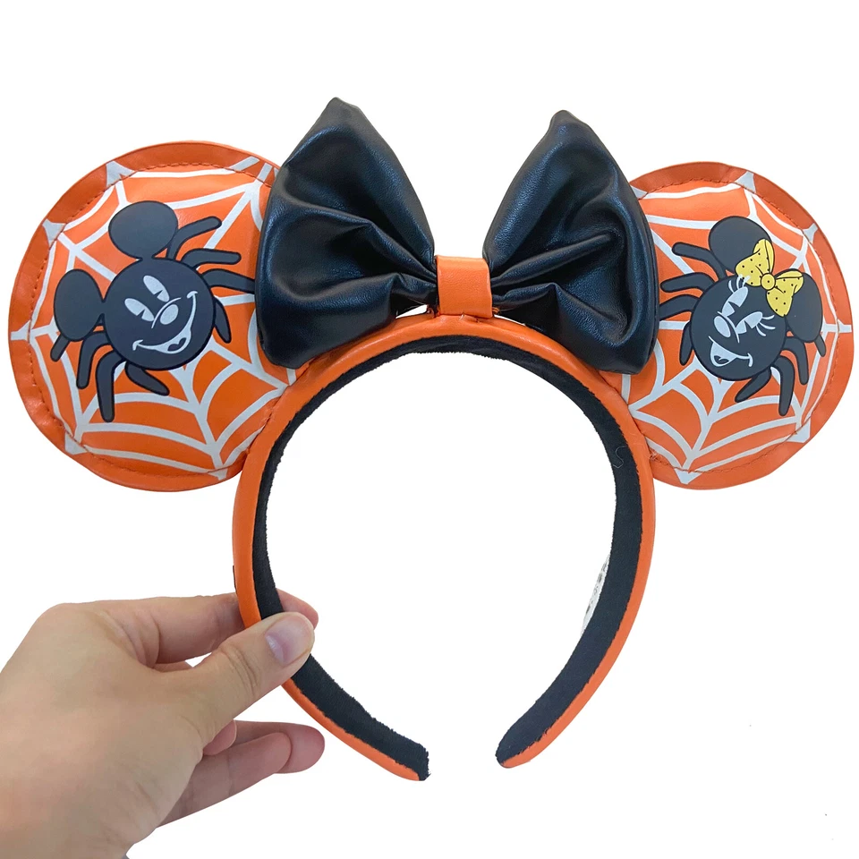 Disney Halloween Diadema Naranja Lazo Loungefly Mickey Minnie Spider Mouse Orejas Foto 2 de 4