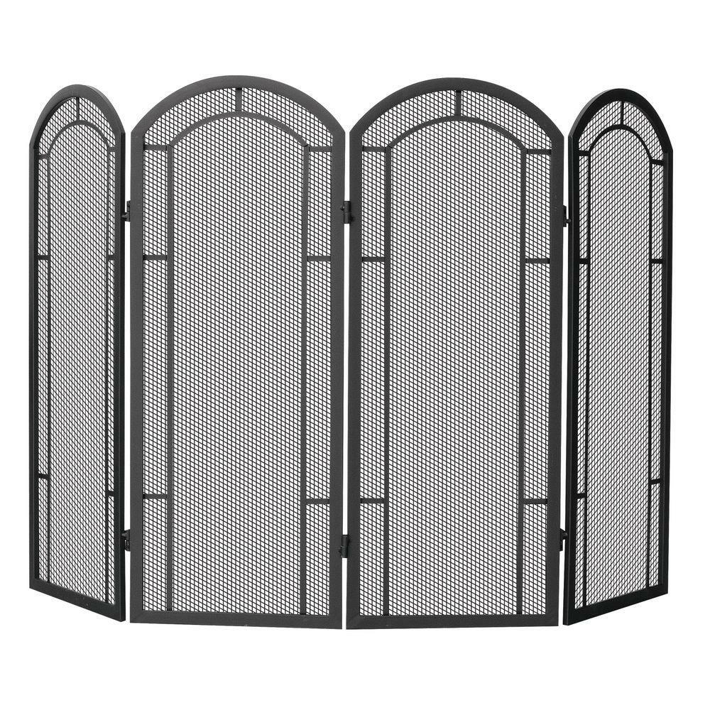 UniFlame 4 Fold Black Wrought Iron Fireplace Screen for sale online eBay