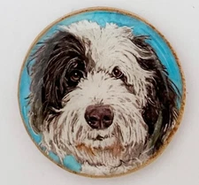 Sheepadoodle Original Art Brooch Pin