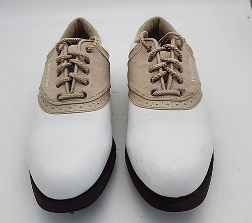 Scarpe da golf FootJoy GreenJoy da donna taglia USA 6,5 M bianco marrone sella 48746 - Foto 2 di 13
