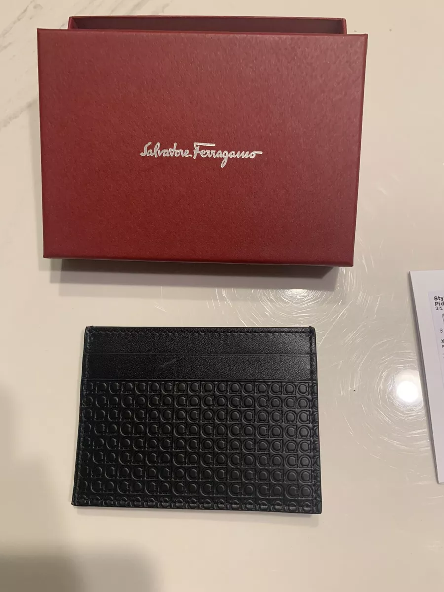 New Auth Salvatore Ferragamo Men Wallet Card Holder Money Clip Gancio Logo  $325