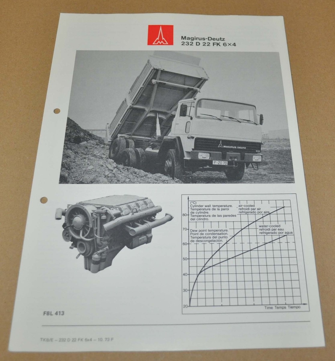 1973 Magirus Deutz 232 D 22 FK 6x4 Truck Sales Brochure Prospekt
