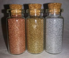 3 pc 10 ml glass bottles brass copper aluminum powder art healing decoration