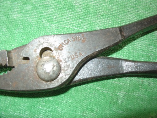 VINTAGE UTICA 8" PLIERS No.511-8 SLIP JOINT PLIERS MADE IN USA - Picture 2 of 8