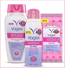 3-Pack Vagisil Odor Block for Women, Intimate wash, Feminine Wipes & Deodorant**