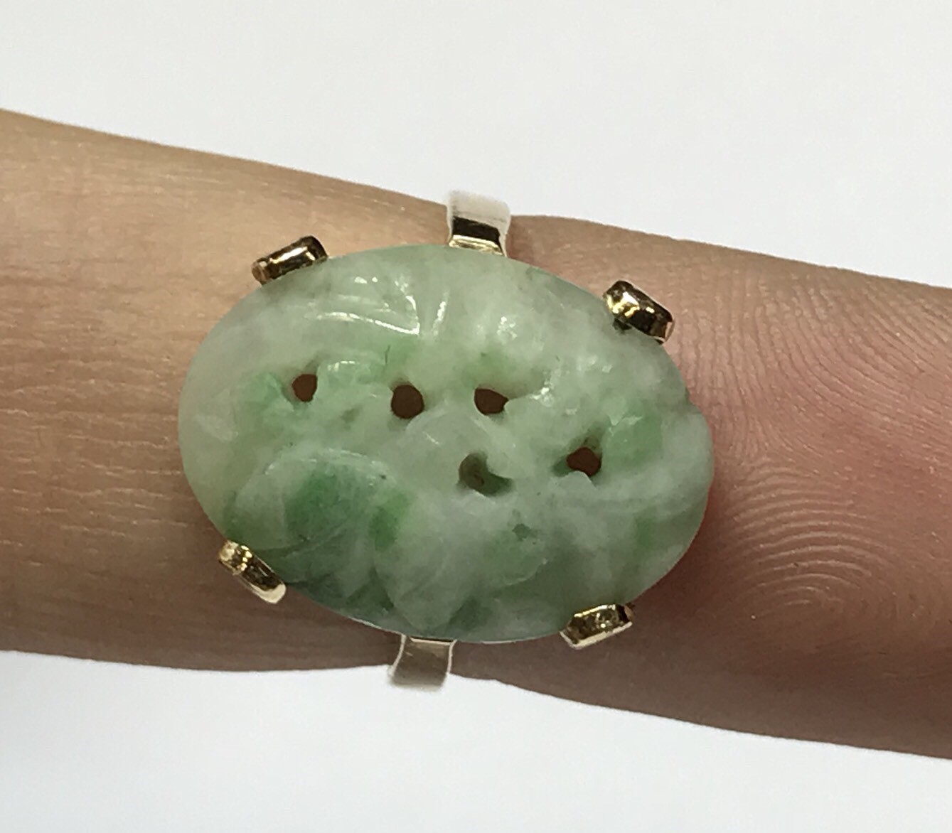 JYXJEWELRY Women's S925 Sterling Silver Green Jasper Ring - 8x10mm Oval With Zircon Accents - View #9